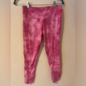 NWOT BEBE Pink Tie-Dye Active Cropped Leggings